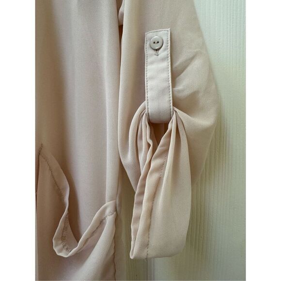 Sweet rain women’s OSFM semi sheer trench kimono duster open coat lightweight cr - Picture 5 of 5